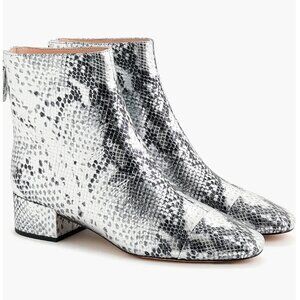 J. Crew Roxie Cap-Toe Ankle Boots in silver snake - Size 9.5